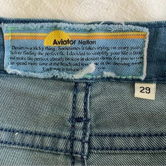 Aviator Nation Denim Jean Cutoff Raw Hem Distressed Shorts Size 29 - Picture 3 of 6